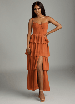 Azazie Kaiden Bridesmaid Dresses Cinnamon A-Line Sweetheart Neckline Chiffon Dress image1