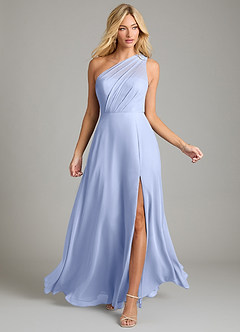 Azazie Phaedra Bridesmaid Dresses Ice A-Line One Shoulder Chiffon Dress image4