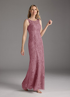 Azazie Whilhelmina Mother of the Bride Dresses Vintage Mauve Mermaid Lace Chiffon Dress image4