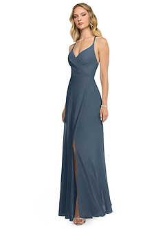 Azazie Davis Bridesmaid Dresses Neptune A-Line V-Neck Chiffon Dress image3