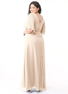 Azazie Cierra Bridesmaid Dresses White Alabaster A-Line V-Neck Chiffon Dress image12