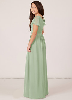 Azazie Peony Junior Dusty Sage A-Line Pleated Chiffon Dress image5