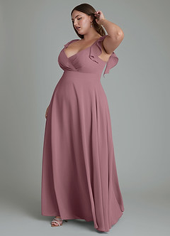 Azazie Leilani Bridesmaid Dresses Amethyst A-Line Pleated Chiffon Dress image6