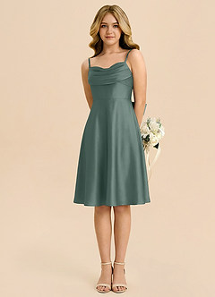 Azazie Bear Junior Sea Moss A-Line Sweetheart Neckline Stretch Satin Dress image5