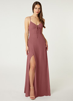 Azazie Minie Bridesmaid Dresses Amethyst A-Line Bow Chiffon Dress image3