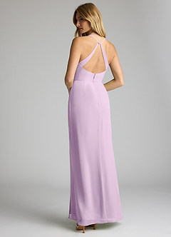Azazie Becca Bridesmaid Dresses Frosted Lilac Sheath V-Neck Chiffon Dress image6