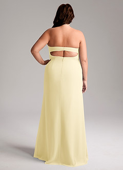 Azazie Leonis Robes de demoiselle d'honneur Robe Fourreau Convertible en Mousseline de soie Sans bretelles Sorbet Citron image10