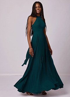 Barbie ♥ Azazie Bridesmaid Dresses Pine A-Line Pleated Chiffon Dress image5