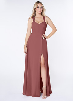 Azazie Jane Final Sale Amethyst A-Line V-Neck Pleated Chiffon Dress image1