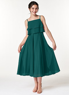 Azazie Ensley Junior Peacock A-Line Pleated Chiffon Dress image1