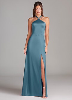 Azazie Elliana Bridesmaid Dresses Bermuda Sheath Side Slit Stretch Satin Dress image5