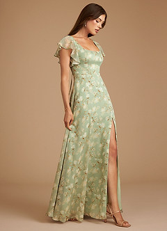 Azazie Bondi Bridesmaid Dresses Agave Bloom Floral A-Line Ruched Bloom Dress image3