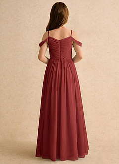 Azazie Chelo Girls Formal Abiti da Ragazza di Fiori Abito A-Line in Chiffon Plissettato Terracotta image2
