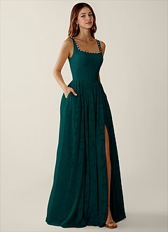 Megan Forest Green Lace A-line Prom Dress image4