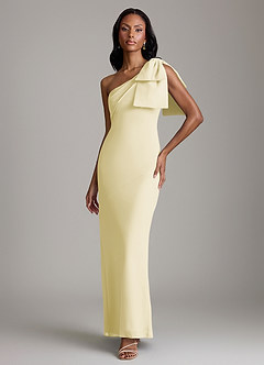 Azazie Yuanna Bridesmaid Dresses Lemon Sorbet Mermaid One Shoulder Chiffon Dress image1