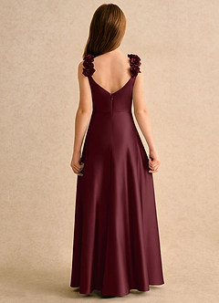 Azazie Rosita Girls Formal Flower Girl Dresses Cabernet A-Line Pleated Stretch Satin Dress image5