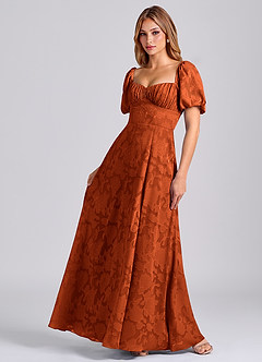 Azazie Mirian Bridesmaid Dresses Paprika A-Line Sweetheart Neckline Floral Burnout Dress image3