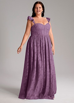 Azazie Denisse Bridesmaid Dresses Wisteria A-Line Ruched Floral Burnout Dress image10