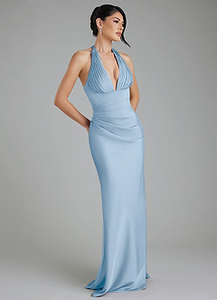 Azazie Torrance Bridesmaid Dresses Powder Blue Mermaid Corset Stretch Satin Dress image1