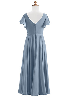 Azazie Caria Junior Dusty Blue A-Line Pleated Chiffon Dress image2