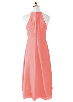Azazie Linna Junior Coral A-Line Pleated Chiffon Dress image6