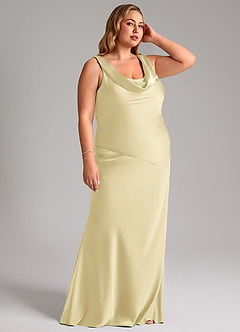 Azazie Rylina Bridesmaid Dresses Lemon Sorbet Mermaid Stretch Satin Dress image10