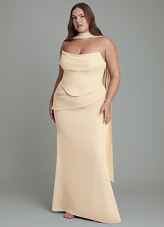 Azazie Sorrel Bridesmaid Dresses Champagne Mermaid Corset Chiffon Dress image9
