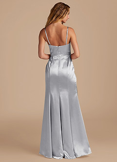 Azazie Marzia Bridesmaid Dresses Silver Mermaid Pleated Metallic Satin Dress image5