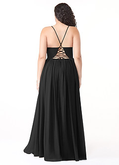 Azazie Aaida Abiti da Damigella Abito A-Line in Chiffon Corsetto Nero image8