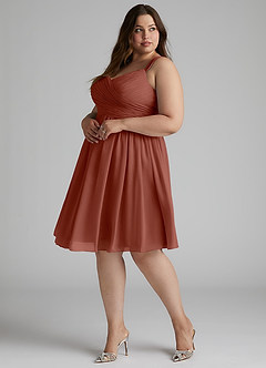 Azazie Angie Bridesmaid Dresses Auburn A-Line Corset Chiffon Dress image13