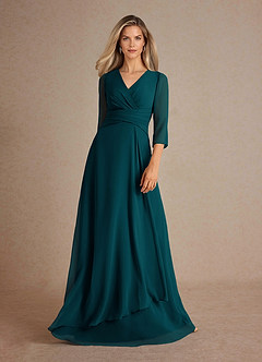 Azazie Mayfield Mother of the Bride Dresses Pine A-Line Pleated Chiffon Dress image5