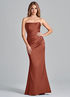 Azazie Olea Bridesmaid Dresses Auburn Mermaid Strapless Stretch Satin Convertible Dress image1