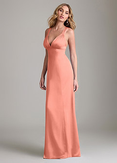 Azazie Cemion Brudtärnklänningar Klä av A-Linje i Stretch Satin Laxrosa image5