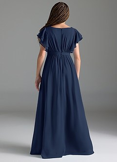 Azazie Daphne Junior Dark Navy A-Line Pleated Chiffon Dress image2