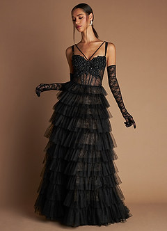Lizie Black Ruffle Gown image1