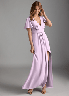 Azazie Zaniah Bridesmaid Dresses Frosted Lilac A-Line Chiffon Dress image6