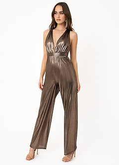 Cheryl Bronze Cross Back Jumpsuit image4