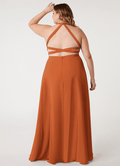 Azazie Clarice Bridesmaid Dresses Cinnamon A-Line Halter Chiffon Dress image9