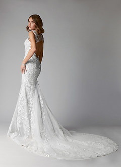 Azazie Gardner Final Sale Diamond White Mermaid Sequins Lace Dress image2