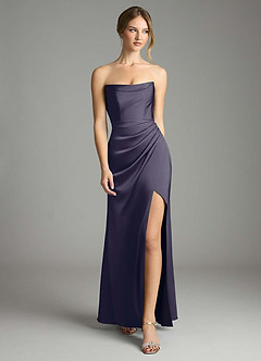 Azazie Leonis Bridesmaid Dresses Stormy Mermaid Pleated Stretch Satin Convertible Dress image5