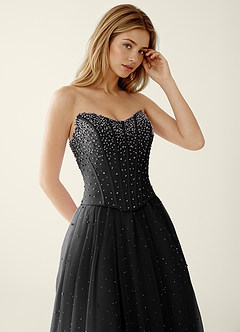 Maevego Black Two-piece Rhinestone Sequin Embroidery Tulle Prom Dress image5