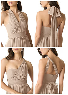 Azazie Olani Bridesmaid Dresses Taupe A-Line One Shoulder Chiffon Convertible Dress image2