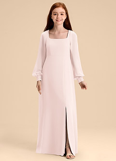 Azazie Bondi Junior Vestido de Pétalo De Rosa de Gasa de Corte en A con Blusón image5