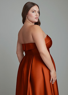 Azazie Lucienne Vestidos de damas de honor Vestido Pimenton de Satén Elástico de Línea A Convertible con Palabra de honor image2