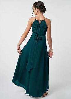 Azazie Oaklynn Junior Vestido de Pino de Gasa de Corte En A con Plisado image3