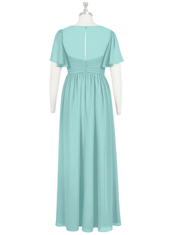 Azazie Verna Brautjungfernkleider für Schwangere A-Linie V-Hals Gerüscht Chiffon Bodenlänge Kleid image8