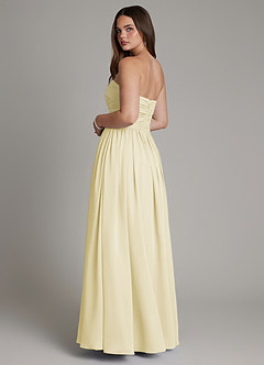 Azazie Andreina Bridesmaid Dresses Lemon Sorbet A-Line Pleated Chiffon Dress image3