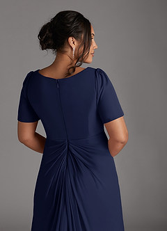 Azazie Bessie Kleider für die Brautmutter A-Linie Plissee Gittergewebe Kleid Dunkelmarine image10