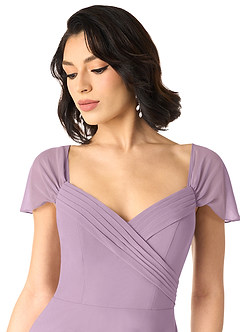 Azazie Tancie Brautjungfernkleider Wandelbar A-Linie Schulterfrei Chiffon Kleid Blauregen image4