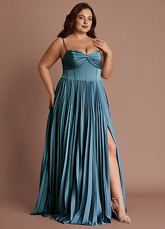 Tyla Azure Blue Pleated Maxi Dress image12